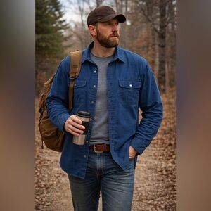 RedHead Men’s 2XL Blue Button Down Shirt Cotton Workwear Utility Outdoor